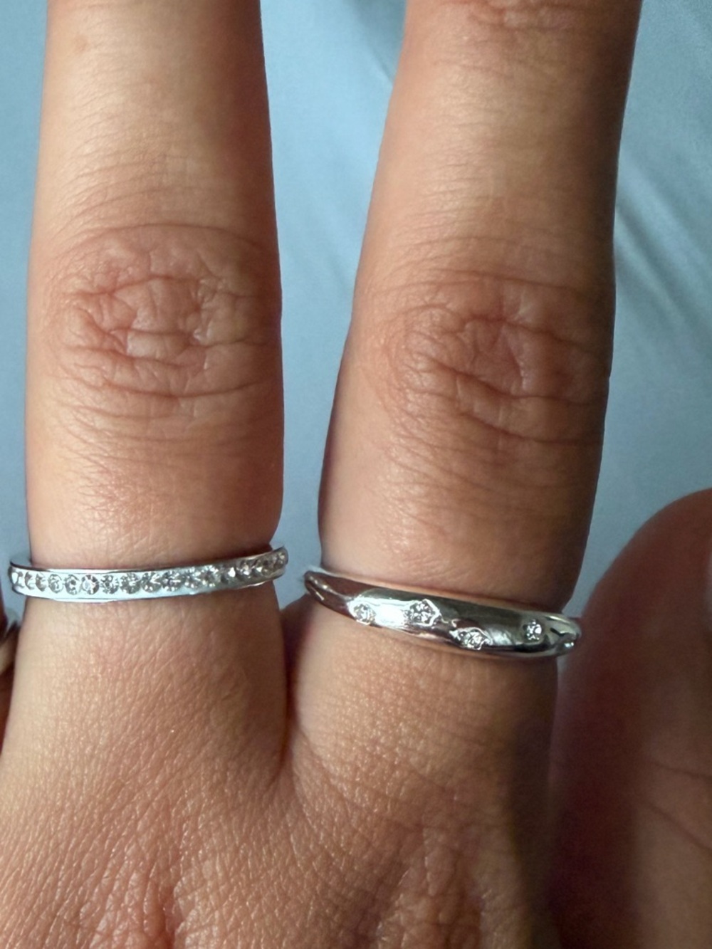 3 Silver Stackable Rings - Rhinestone Accents | Size 8 - Picture 5 of 5